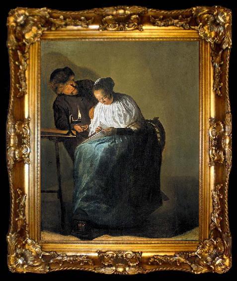 framed  Judith leyster Man offering money to a young woman, ta009-2